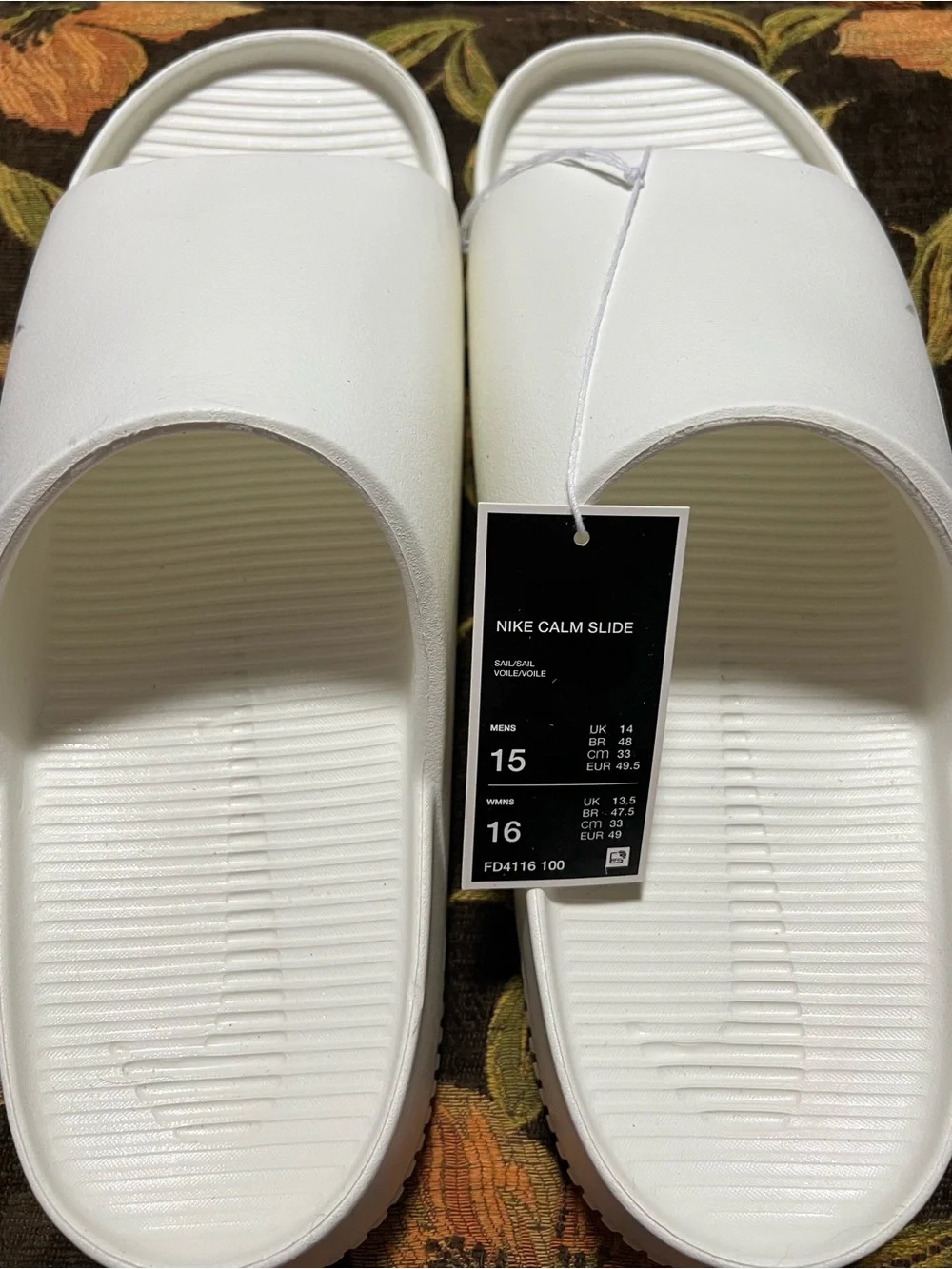 Nike White Calm Slide Sandals